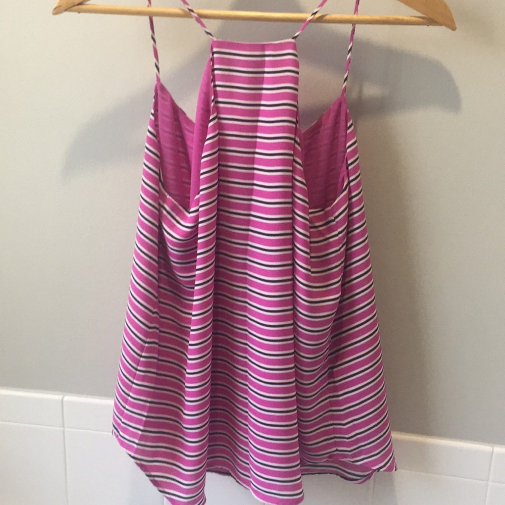 Loft Pink Striped Drapey Top Size M EUC - Picture 4 of 7